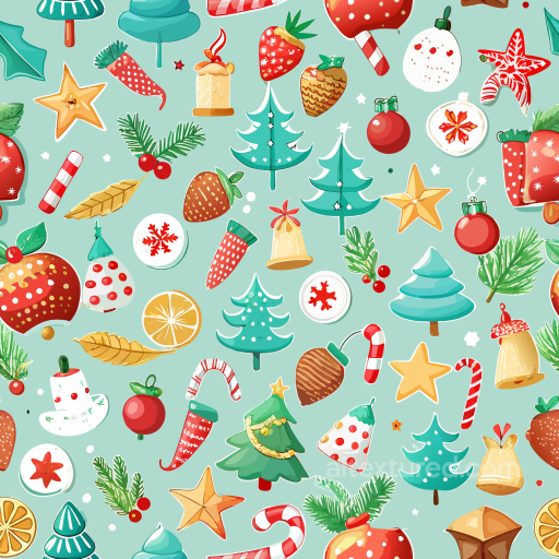 Christmas Digital Paper Texture Featuring Festive Icons on Teal Background seamless All Christmas Digital paper PBR texture
