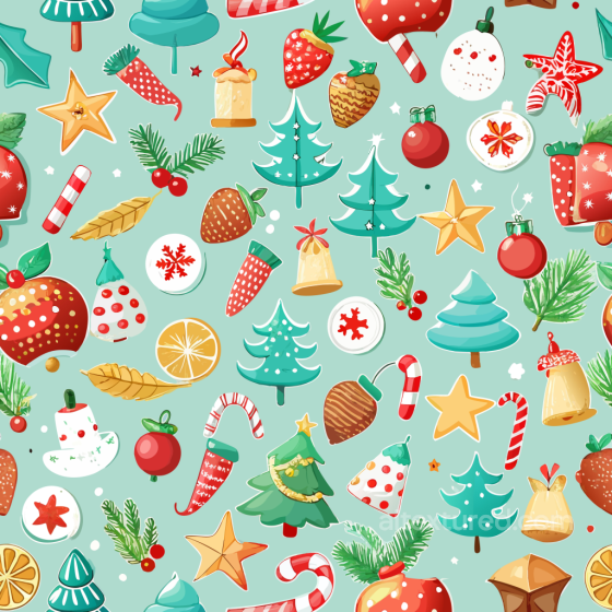 Christmas Digital Paper Texture Featuring Festive Icons on Teal Background All Christmas Digital paper texture preview