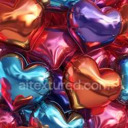 seamless Seamless 3D Inflated PBR Texture of Shiny Metallic Heart Balloons in Multi Colors texture 8k free download PBR