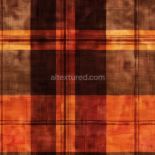 Seamless 3D PBR Texture of Warm Earth Tone Plaid Fabric with Dense Patterning