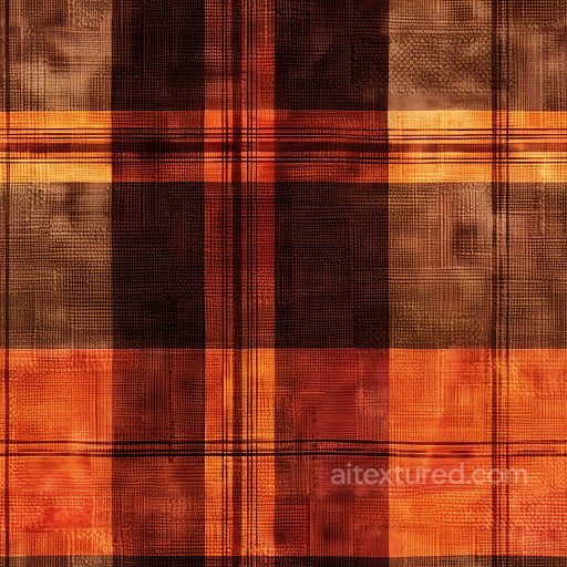 Seamless 3D PBR Texture of Warm Earth Tone Plaid Fabric with Dense Patterning texture preview