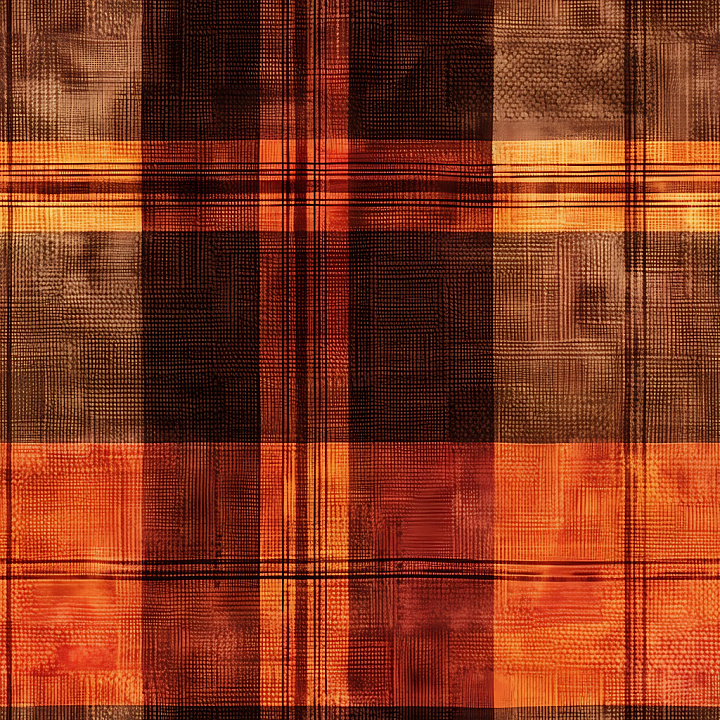 Warm Earth Tone Plaid Fabric with Dense Patterning seamless PBR texture preview