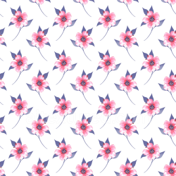 seamless Seamless 3D PBR texture of delicate pink watercolor flowers with blue leaves on white background texture 8k free download PBR