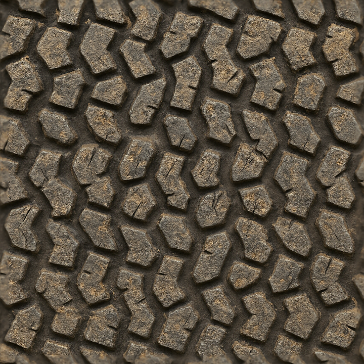 Offroad Tire With Knobby Tread And Dirt Embedded For Rugged Terrain Veh… seamless PBR texture preview