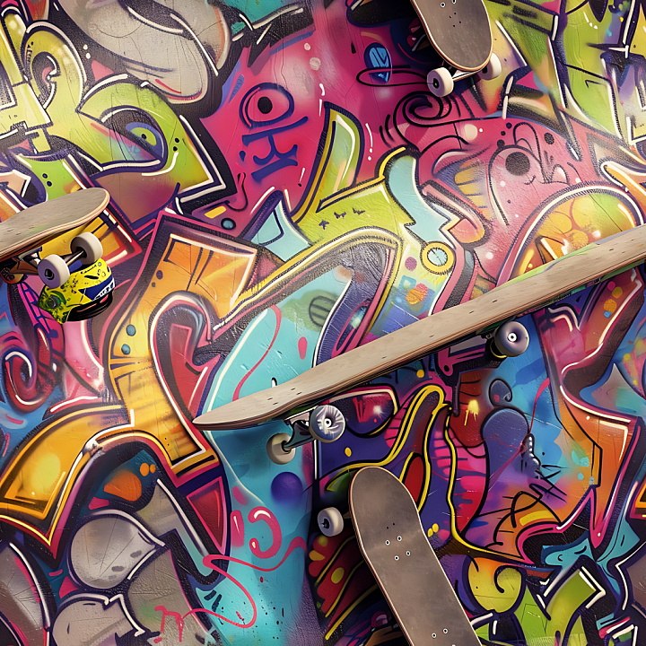 Featuring Colorful Urban Graffiti with Abstract Paint Splashes seamless PBR texture preview