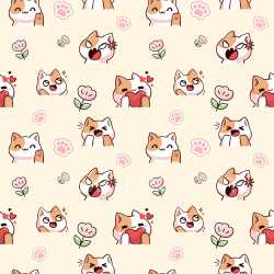 Pattern Bundle - Seamless 3D PBR Pattern Texture Featuring Cute Cat Emoticons with Pastel Floral Motifs texture preview