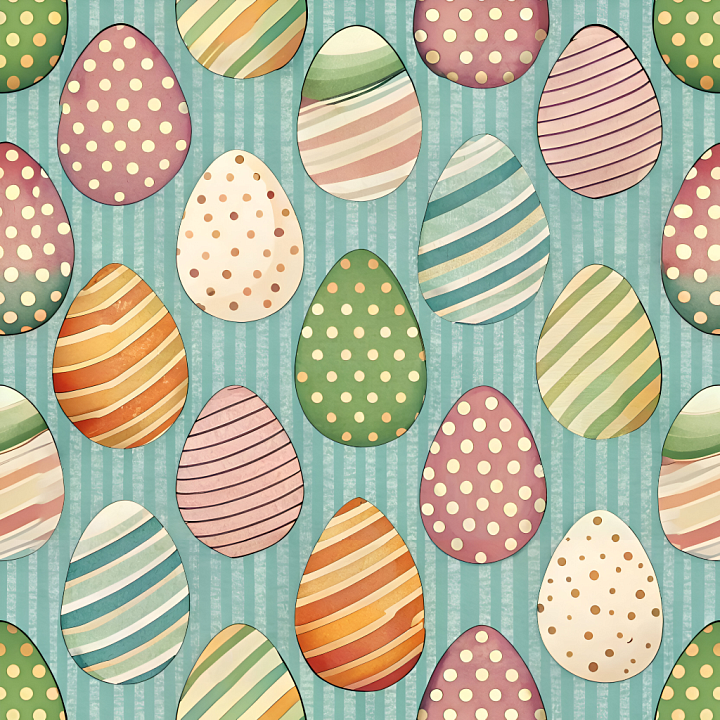 Featuring Pastel Easter Eggs on Striped Background seamless PBR texture preview