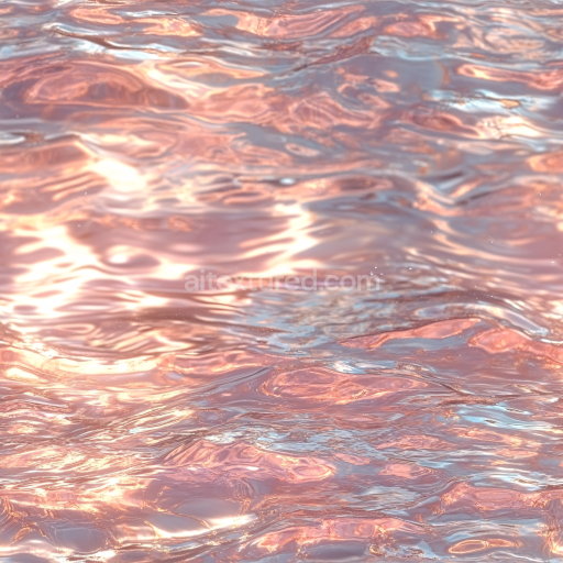Seamless 3D PBR Water Texture Featuring Shimmering Rose Gold Liquid Surface