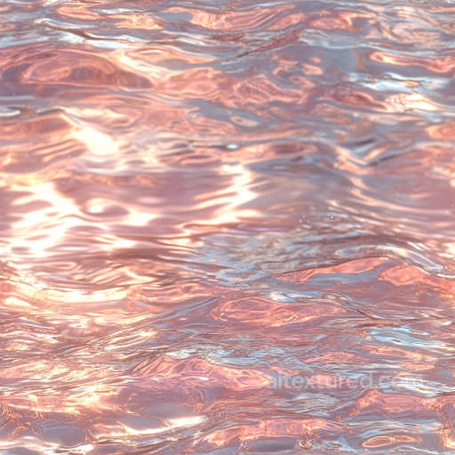 Water Texture Featuring Shimmering Rose Gold Liquid Surface seamless Water PBR texture