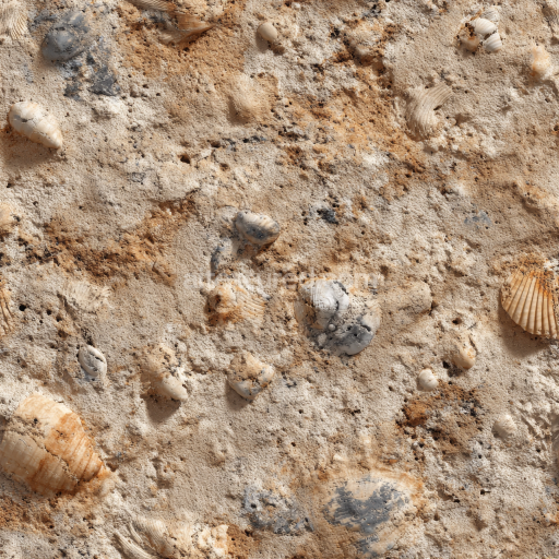 Seamless 3D Fossilized Shell Sandstone PBR Texture with Natural Erosion and Earthy Tones