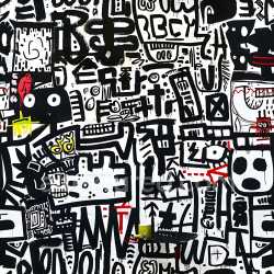 seamless Seamless 3D PBR Graffiti Texture Featuring Black, White, and Red Street Art Paintings texture 8k free download PBR