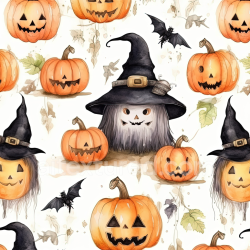 seamless Seamless 3D PBR Watercolor Halloween Texture with Pumpkins, Witches & Bats texture 8k free download PBR