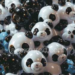 seamless Seamless 3D Inflated PBR Texture Featuring Glossy Black and White Panda Balloons texture 8k free download PBR