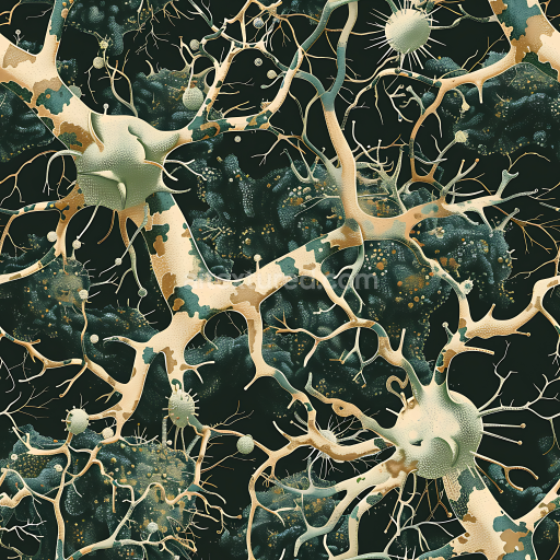 Seamless 3D Organic Neuron-Inspired Camouflage PBR Texture with Abstract Branching Pattern