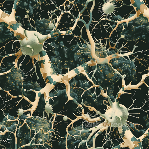 Organic Neuron-Inspired Camouflage PBR Texture with Abstract Branching Pattern seamless Color Camouflage PBR texture