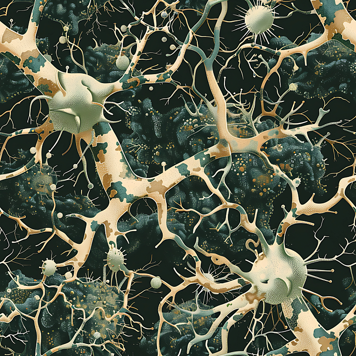 Organic Neuron-Inspired Camouflage with Abstract Branching Pattern seamless PBR texture preview