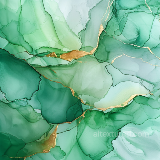 Alcohol Ink PBR Texture with Green Hues and Gold Veining seamless Alcohol ink PBR texture