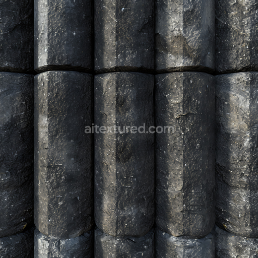Preview — Seamless 3D Basalt Column Stone PBR Texture with Weathered Dark Rock Surface