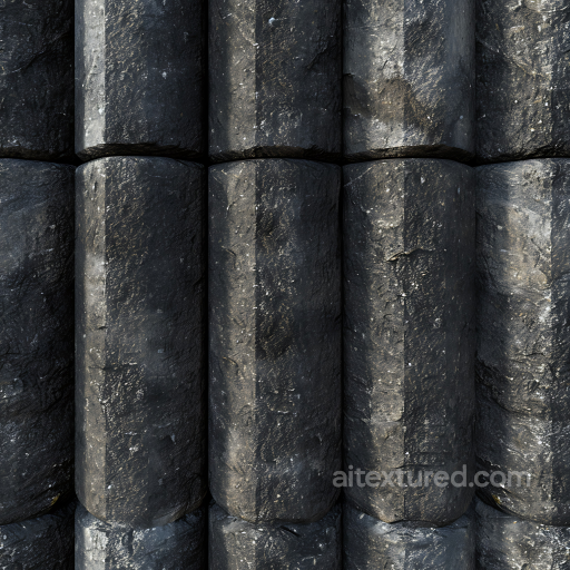 Basalt Column Stone PBR Texture with Weathered Dark Rock Surface seamless Stone PBR texture