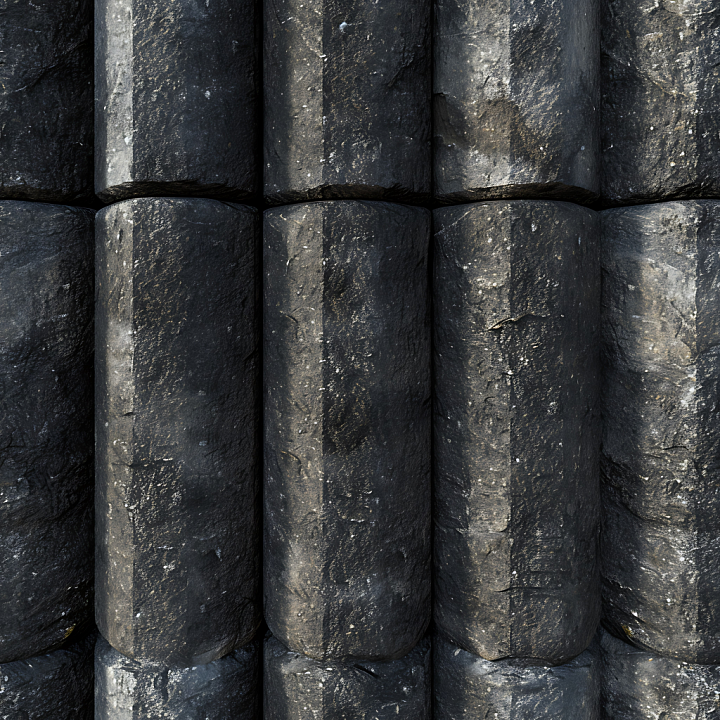 Basalt Column Stone with Weathered Dark Rock Surface seamless PBR texture preview