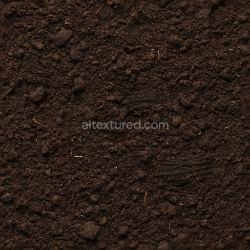 Seamless 3d texture pbr 8k rich soil ground surface with nutrient rich humic soil and root patches