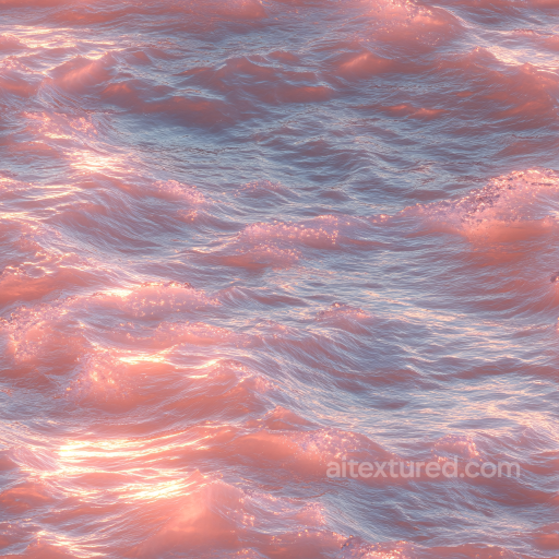 Water PBR Texture with Glowing Pink Ocean Surface and Dynamic Wave Patterns seamless Water PBR texture