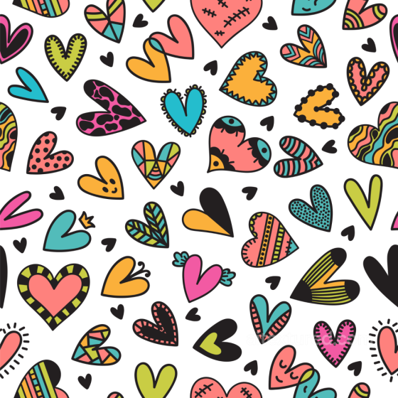 Birthday Texture of Colorful Doodle Heart Pattern on White Background Birthday texture preview