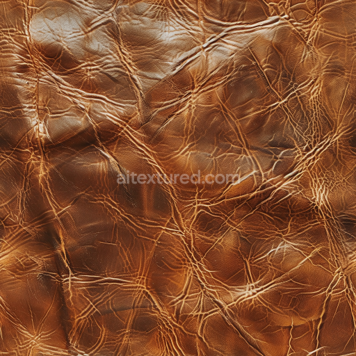 Seamless 3D PBR Distressed Brown Leather Texture with Deep Wrinkles and Natural Grain