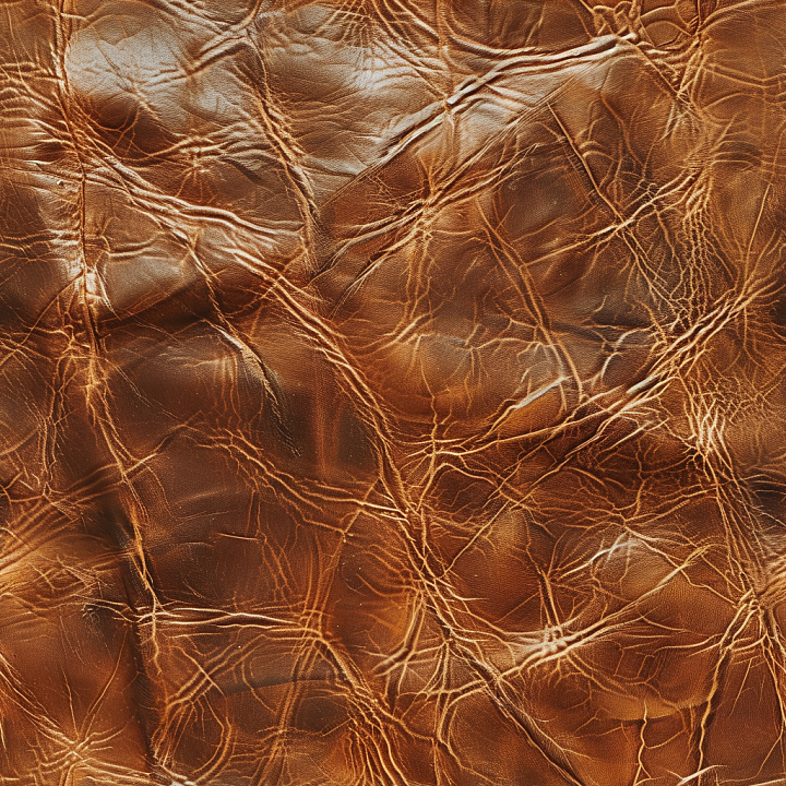 Distressed Brown Leather with Deep Wrinkles and Natural Grain seamless PBR texture preview