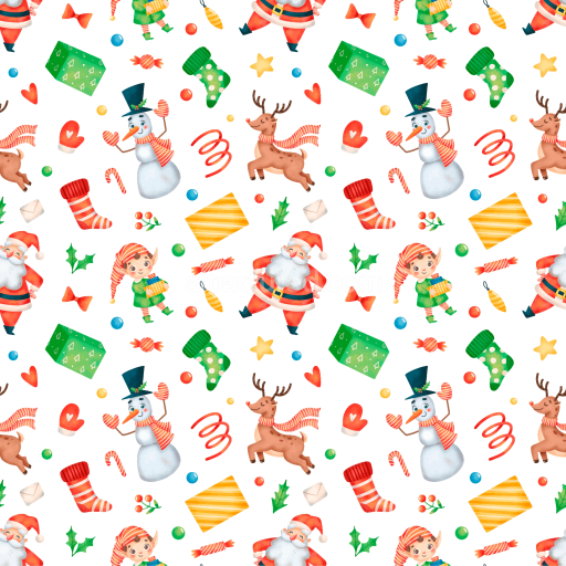 Seamless 3D PBR Texture Featuring Colorful Christmas Digital Paper Pattern