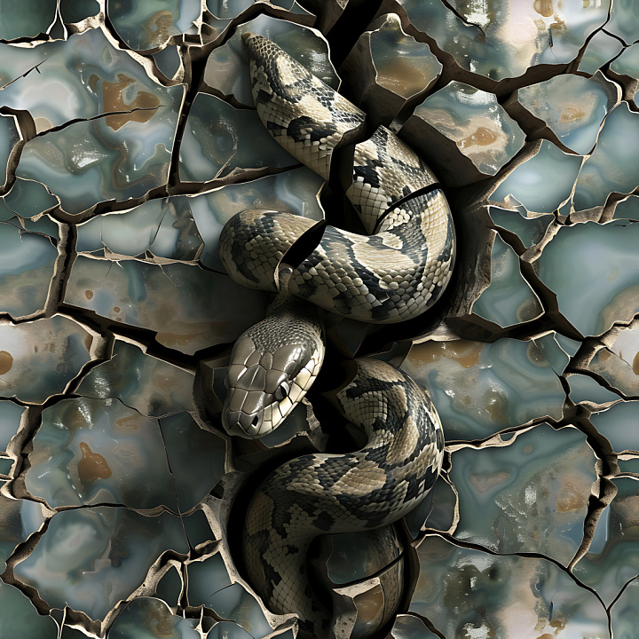 Cracked Geode Stone with Deep Holes and Natural Color Variations seamless PBR texture preview