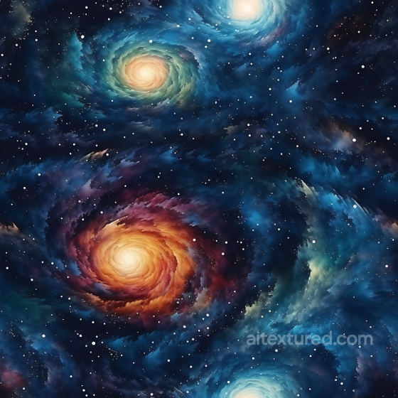 Space PBR Texture Featuring Colorful Spiral Galaxies and Nebula Clouds Star, space, planets texture preview