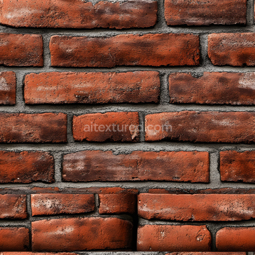 Seamless 3D Cracked Red Brick Wall PBR Texture with Rough Surface