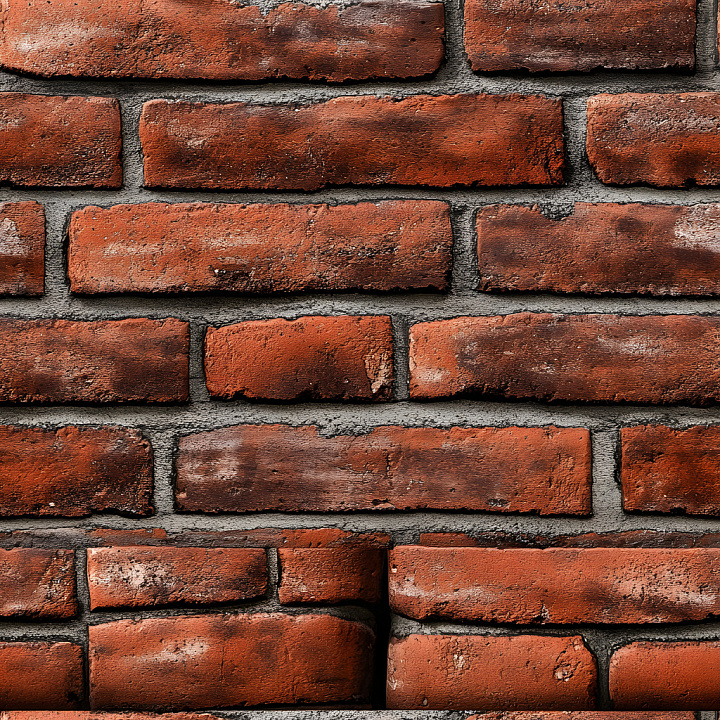 Cracked Red Brick Wall with Rough Surface seamless PBR texture preview