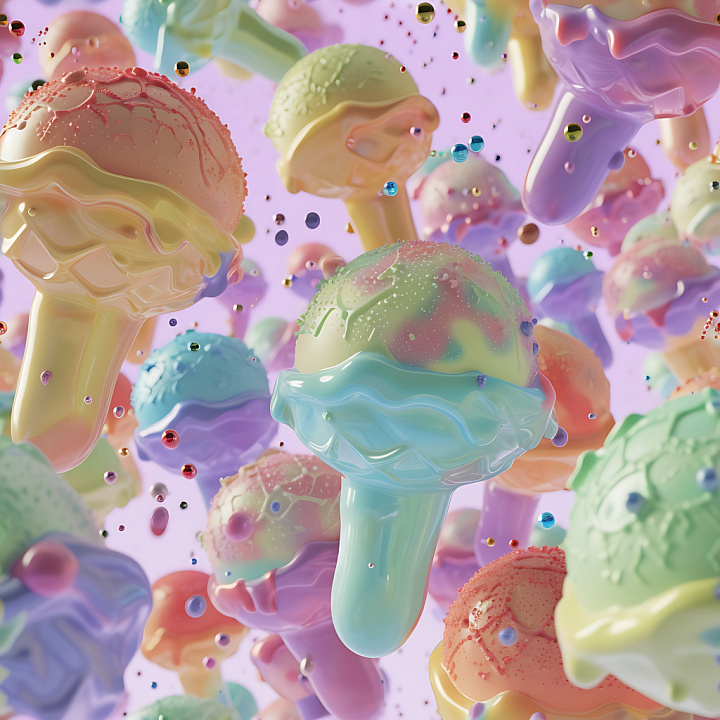 Inflated of Pastel Glossy Bubbled Surfaces seamless PBR texture preview