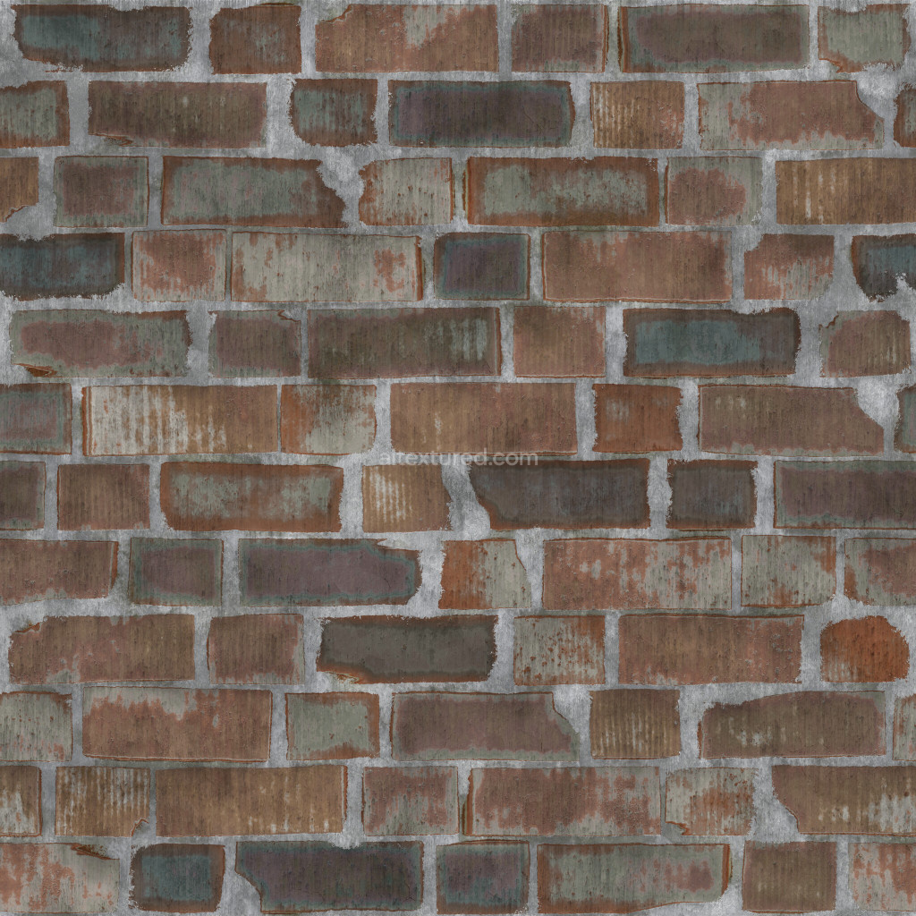Seamless PBR brick texture with weathered details