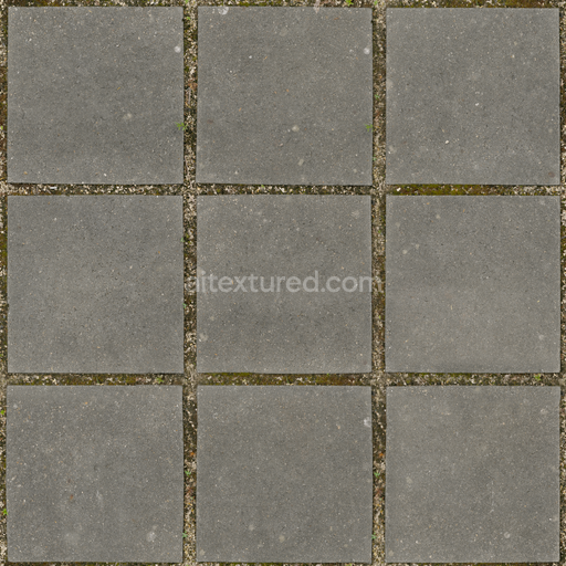 Concrete Large — Large Square Grid Moss Floor — PBR seamless 3D texture