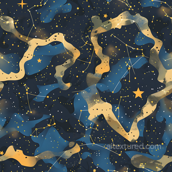 Cosmic Camouflage PBR Texture with Starry Constellations and Abstract Blue Shapes Color Camouflage texture preview