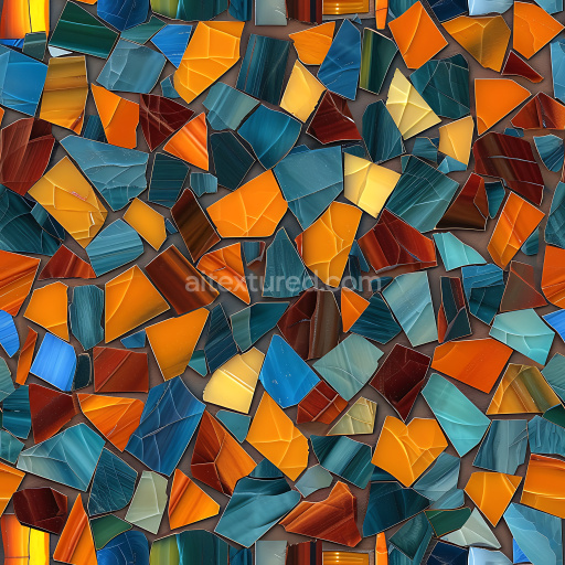 Seamless 3D PBR cracked multicolor glass shard texture with sharp fractures