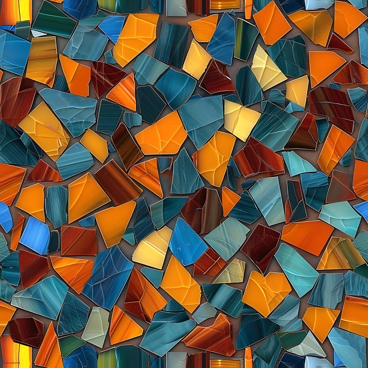 Cracked Multicolor Glass Shard With Sharp Fractures seamless PBR texture preview