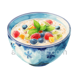 seamless Breakfast Quinoa Porridge Bowl with Berries and Kiwi Illustration texture 8k free download PBR