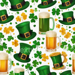 seamless Seamless 3D PBR Texture Featuring St Patrick's Green Hats, Beer Mugs, and Shamrocks texture 8k free download PBR