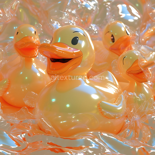 Seamless 3D Inflated Vinyl PBR Texture Featuring Glossy Inflated Rubber Ducks