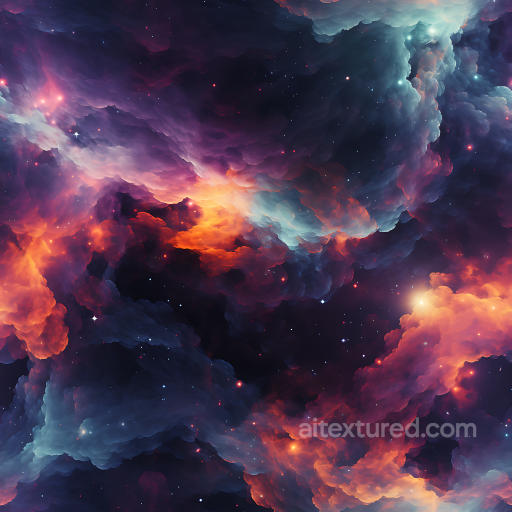 Space Texture with Vibrant Cosmic Nebula Clouds and Starfield seamless Star, space, planets PBR texture