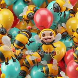 seamless Seamless 3D Inflated Balloon Surface PBR Texture with Vibrant Red, Yellow, and Turquoise texture 8k free download PBR