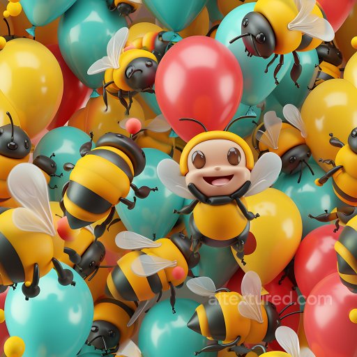 Inflated Balloon Surface PBR Texture with Vibrant Red, Yellow, and Turquoise seamless Inflated PBR texture