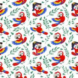 Pattern Bundle - Seamless 3D Pattern PBR Texture Featuring Playful Parrots and Tropical Leaf Motifs texture preview