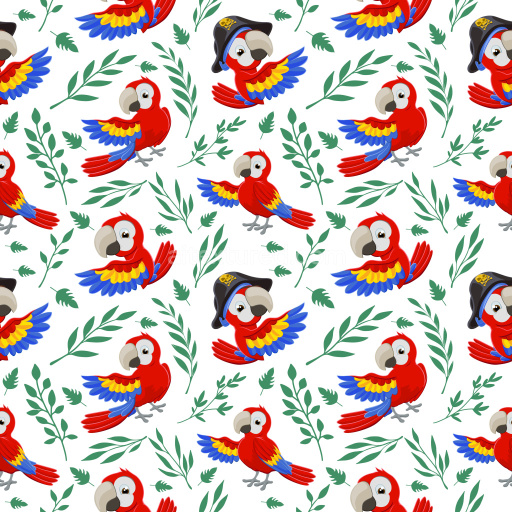Pattern Bundle - Seamless 3D Pattern PBR Texture Featuring Playful Parrots and Tropical Leaf Motifs texture preview