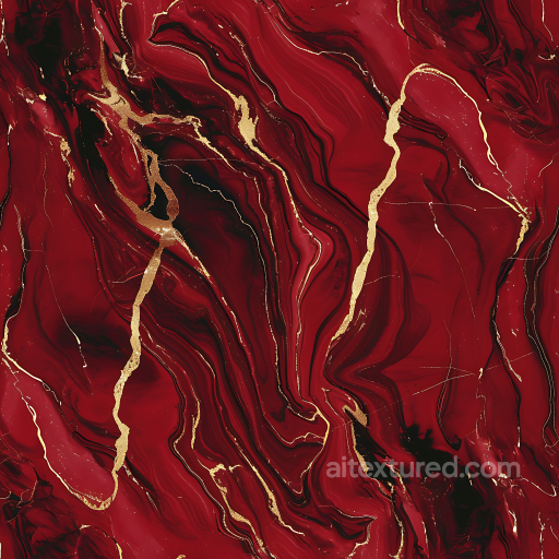 Glossy Red Marble PBR Texture with Elegant Gold Veins seamless Marble PBR texture