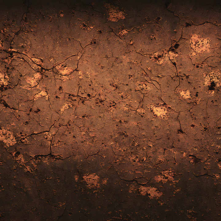 Cracked Rusty Metal With Chipped Corrosion And Rich Orange-Brown Tones seamless PBR texture preview